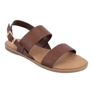 Journee Collection Women's Lavine Double Strap Flat Sandals Brown Size 10 M